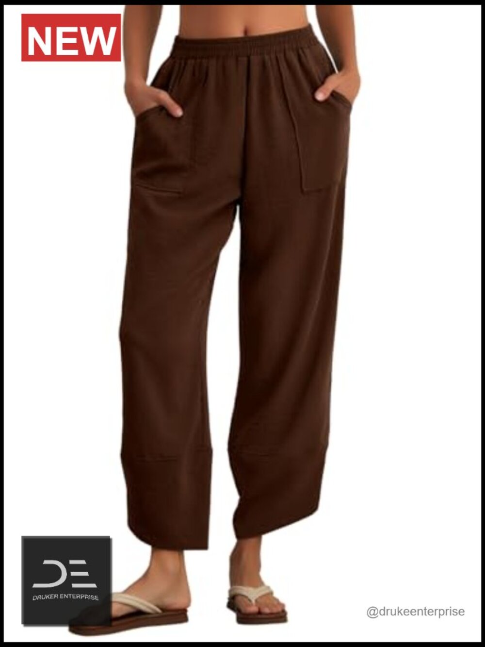 Wide Leg Palazzo Harem Pants Elastic Waisted Casual Trousers for Summer Beach - Picture 2 of 6